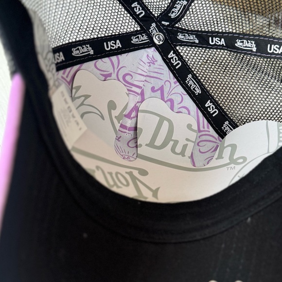NWT Von Dutch Plum Dust (Purple & Black) Velvet Trucker Hat - Picture 3 of 6